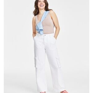 Women's White Utility Cargo Jeans